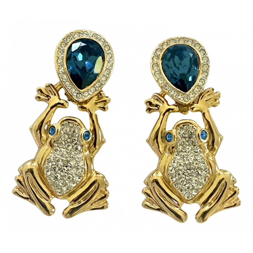 Valentino huge frog earrings embellished clip on